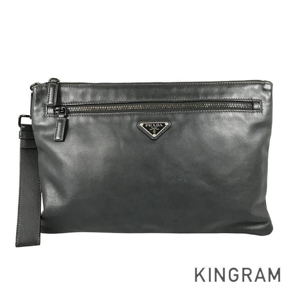 Prada leather clutch bag Black